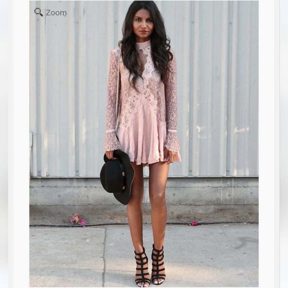 Free People Secret Origins Pink Lace Tunic Dress/Tunic Size S
